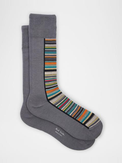 Paul Smith Men's Half Signature Stripe Crew Socks