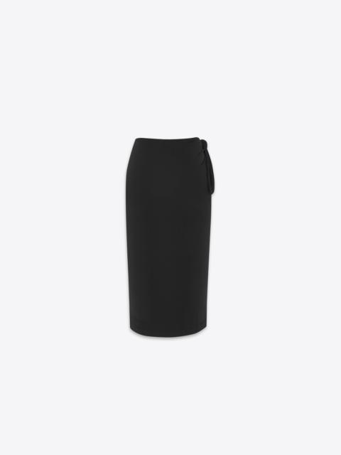 SAINT LAURENT tied pencil skirt in shiny jersey