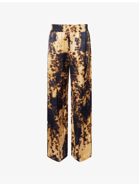 Victoria Beckham Abstract-Print Wide-Leg Woven Trousers