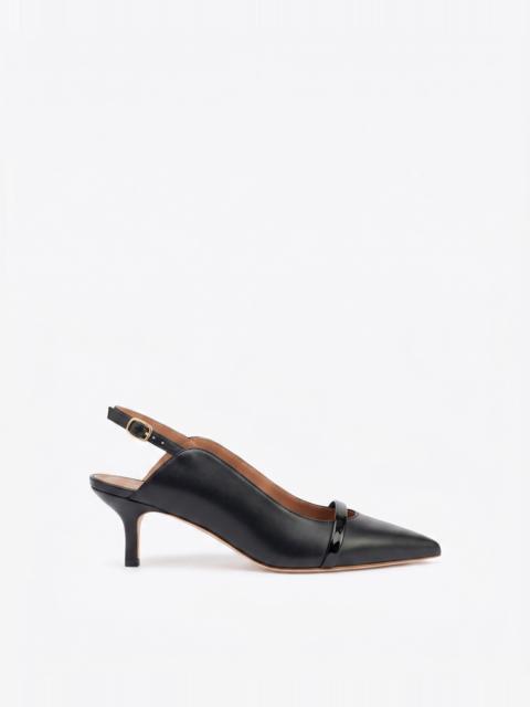 MALONE SOULIERS Marion 45 Black Leather Slingbacks