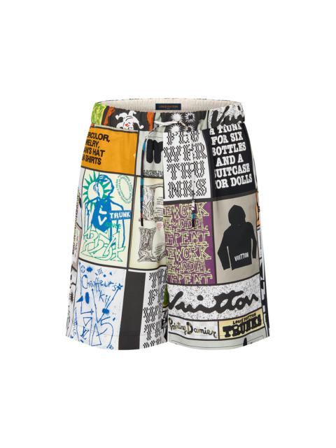 Louis Vuitton Silk Blend Printed Drawstring Shorts