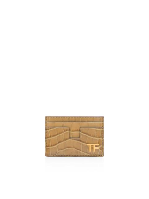 SHINY STAMPED CROCODILE LEATHER CLASSIC TF CARD HOLDER