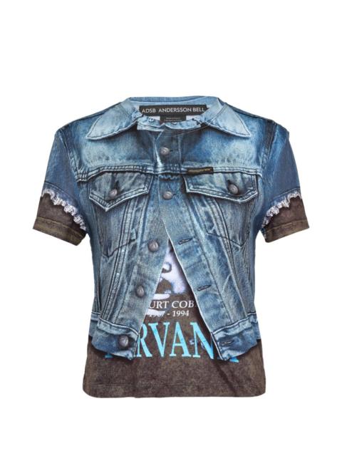 Andersson Bell denim-vest-print T-shirt