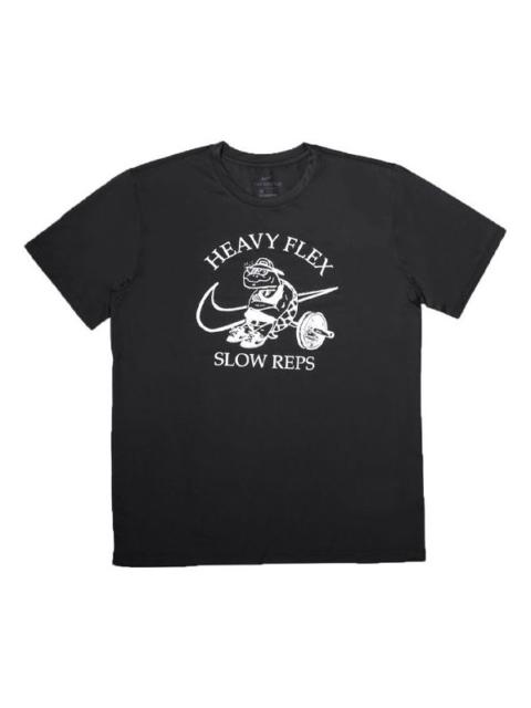 Nike Men's Nike Solid Color Pattern Cartoon Printing Training Short Sleeve Black T-Shirt DM6284-010
