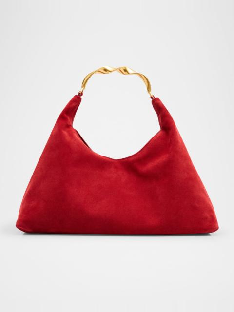 SIMKHAI Nixi Suede Twist-Handle Hobo Bag