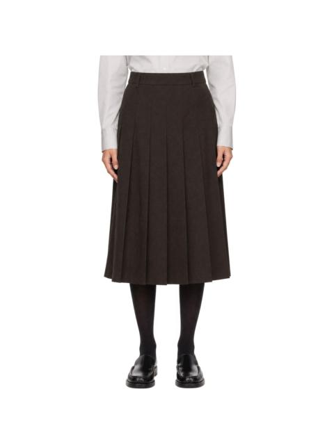 Dunst Brown Pleats Midi Skirt