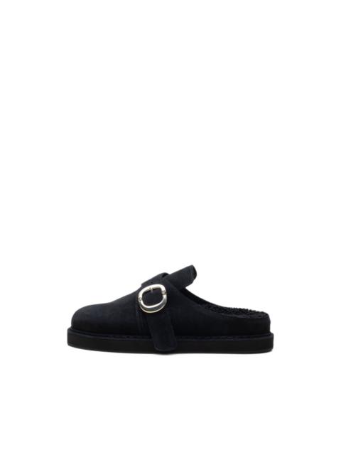 Chrome Hearts buckle-fastening suede clogs
