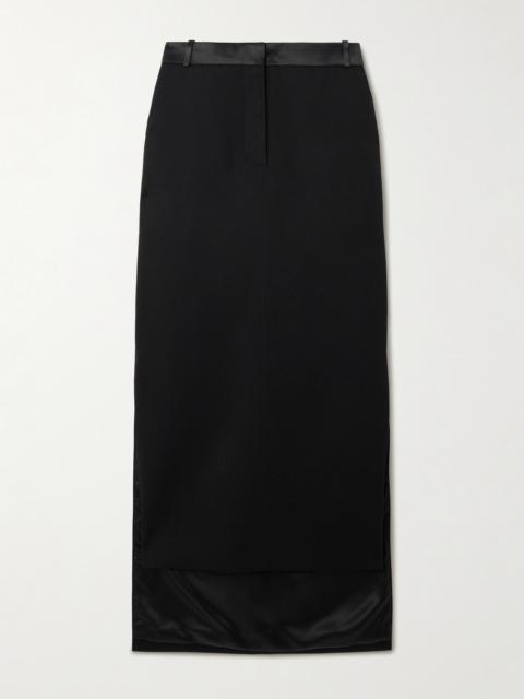 Lanvin Asymmetric Satin-trimmed Wool Skirt
