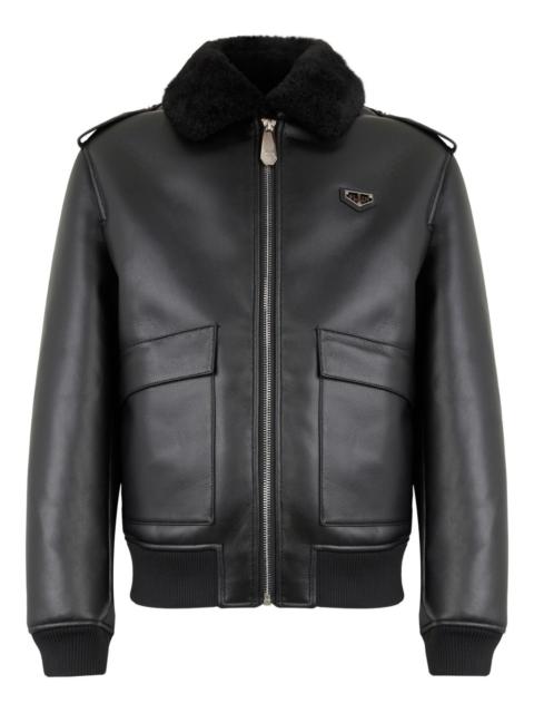 PHILIPP PLEIN shearling-texture-collar jacket
