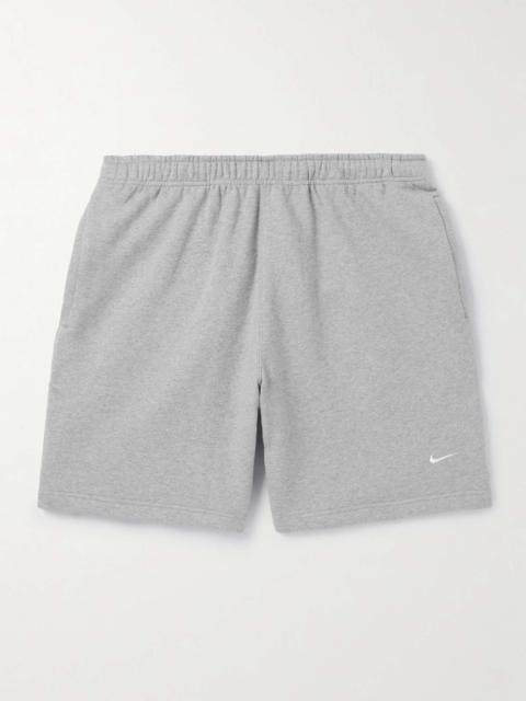 Solo Swoosh Straight-Leg Logo-Embroidered Cotton-Blend Jersey Shorts