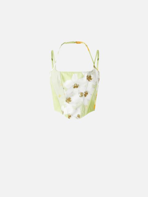 PINKO SLEEVELESS FLORAL BUSTIER TOP
