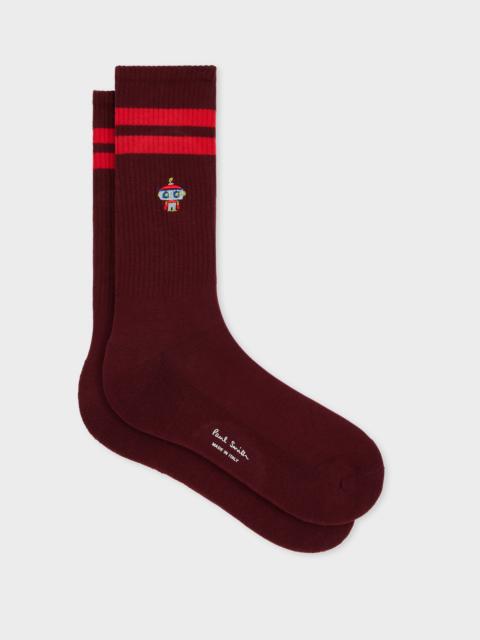 Paul Smith Burgundy 'Robot' Ribbed Socks