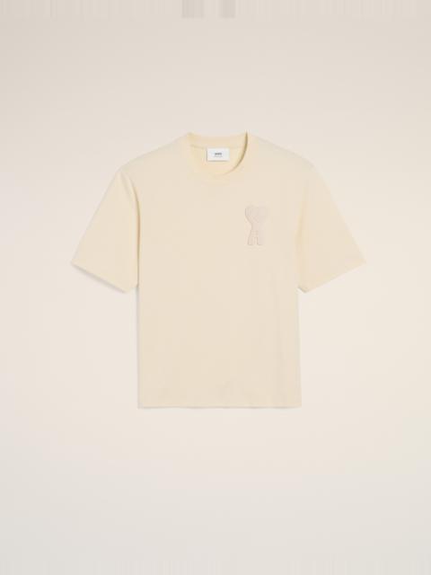 AMI Paris BEIGE COTTON AMI DE COEUR PATCH T-SHIRT