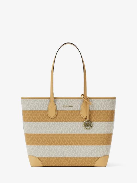 MICHAEL KORS Eva Large Striped Signature Logo Tote Bag