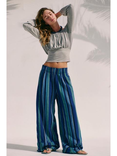 FREE PEOPLE Day's End Linen Striped Pull-On Pants