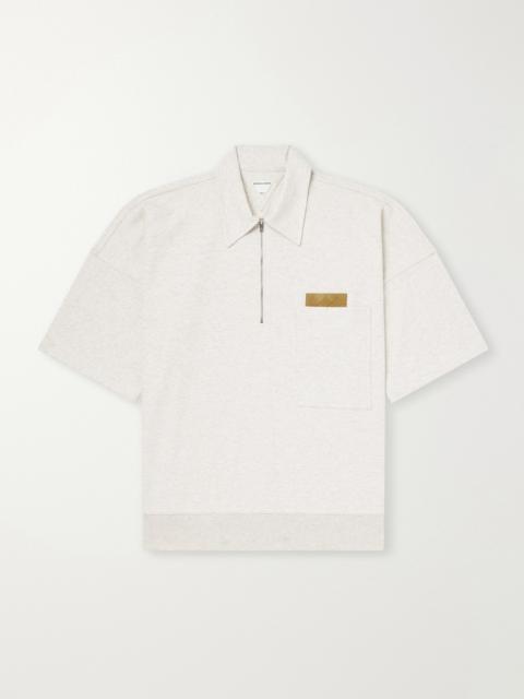 Bottega Veneta Intrecciato Leather-Trimmed Cotton-Jersey Polo Shirt