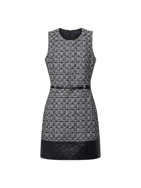 Louis Vuitton Leather Accent Tweed Dress