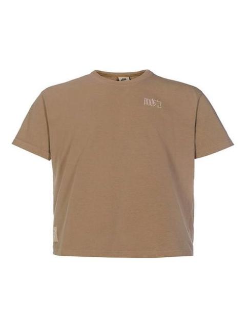 Men's Nike NAI-KE Cha Nai-Ke Cha Series Solid Color Sports Round Neck Short Sleeve Khaki T-Shirt DV5