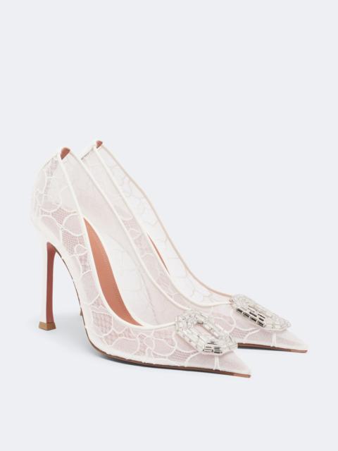 Amina Muaddi Camelia embellished lace pumps