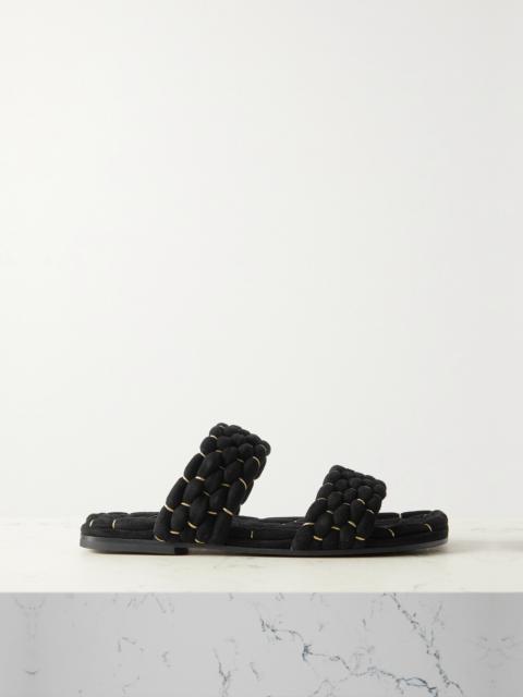Dries Van Noten Woven Metallic Suede Slides