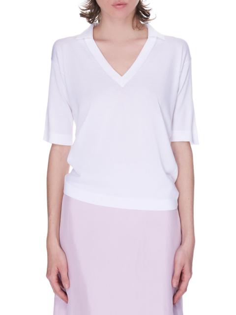 NINA RICCI V-Neck Polo Top