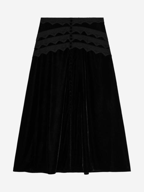 The Kooples LONG BLACK VELVET SKIRT