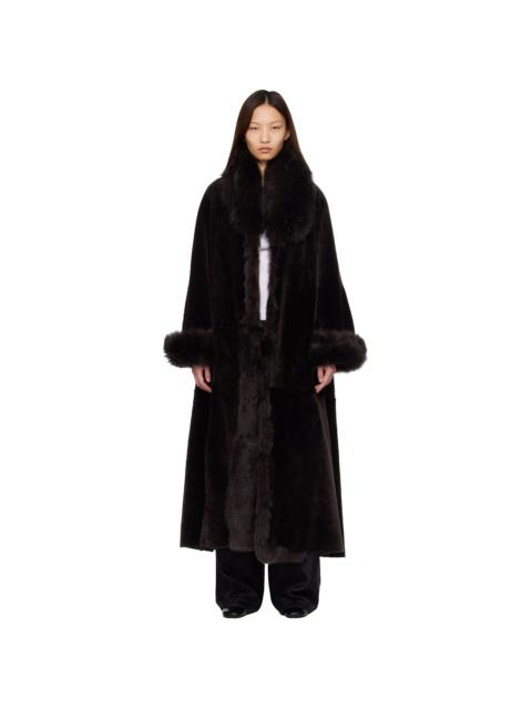 NOUR HAMMOUR Brown Sima Shearling Coat