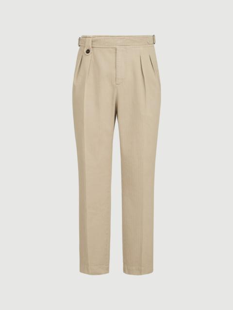 Brunello Cucinelli Cotton chevron trousers with double pleats and waist tabs