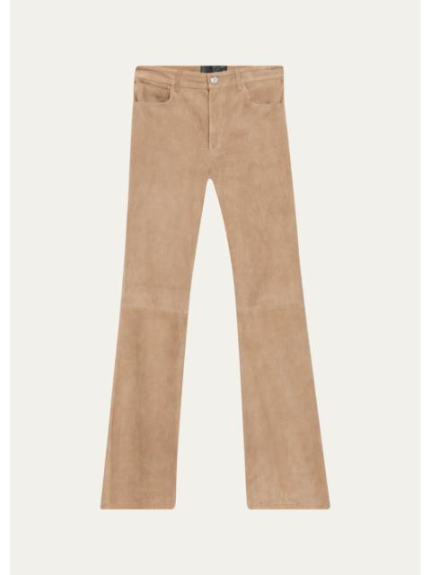 SPRWMN 5 Pocket Mid-Rise Suede Flared Pants
