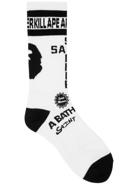 SAINT M×××××× X A Bathing Ape logo cotton-blend socks