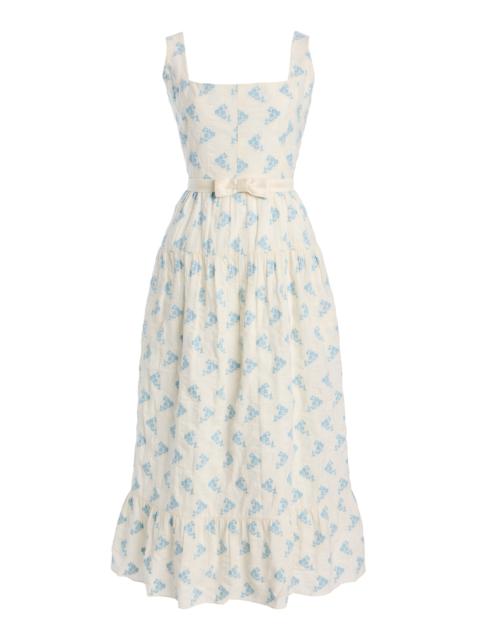 markarian Tiered Cotton Poplin Midi Dress multi