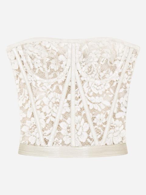 Laminated lace bustier