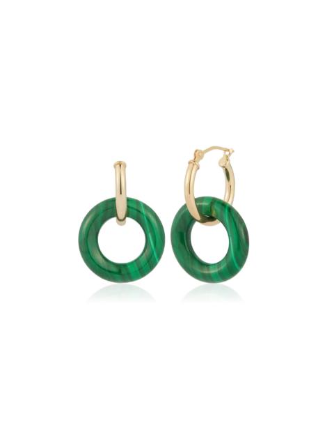 MATEO Donut 14K Yellow Gold Malachite Hoops dark green