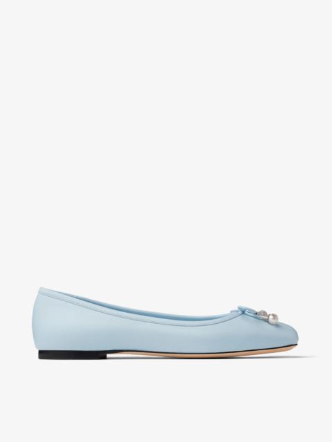 Elme Flat
Ice Blue Nappa Leather Flats with Pearl Embellishment