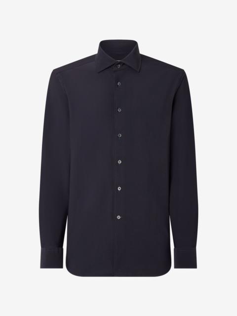 CORNELIANI Navy blue bi-elastic fabric shirt