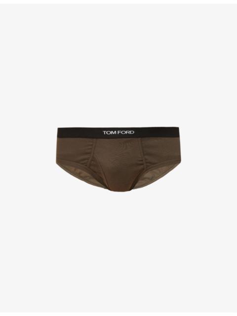 TOM FORD Branded-waistband fitted stretch-cotton briefs