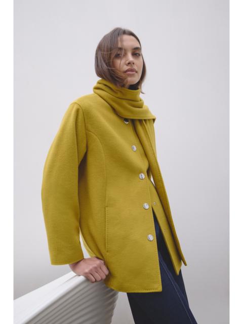 KAREN MILLEN Brushed Wool Detachable Scarf Tailored Short Coat