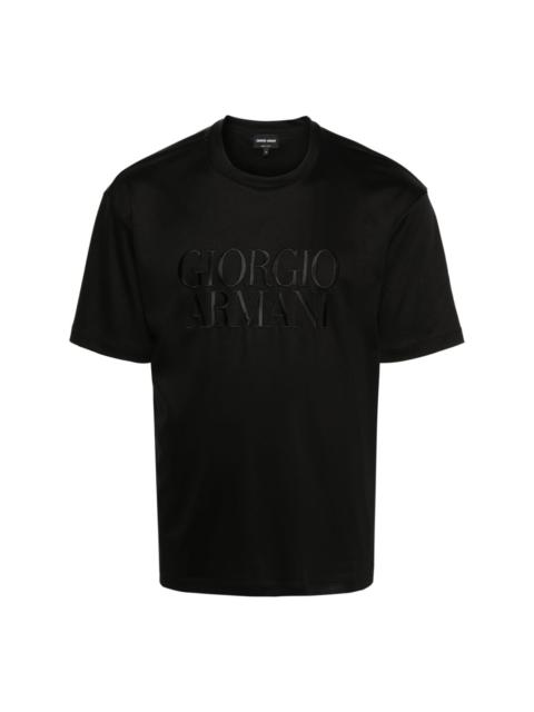 GIORGIO ARMANI logo-embroidered cotton T-shirt