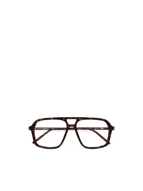 SAINT LAURENT tortoiseshell-effect square-frame glasses