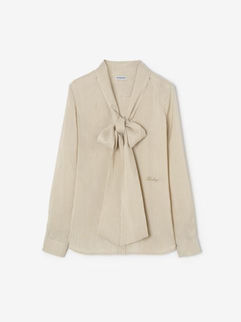 Burberry Striped Silk Scarf Blouse