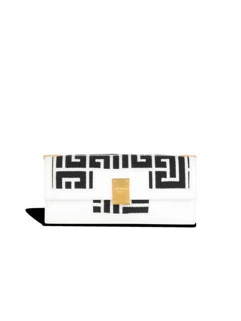 Balmain Bicolor jacquard 1945 clutch bag with leather panel