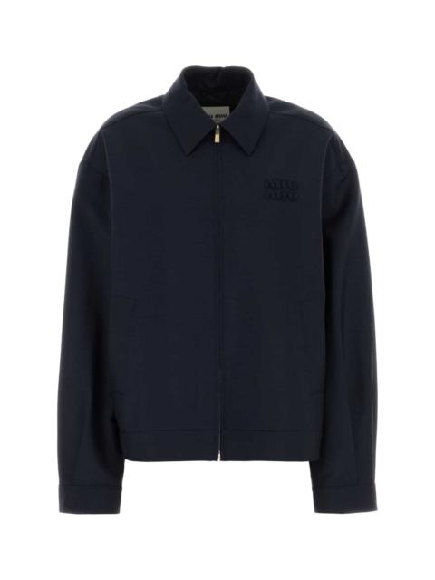 Miu Miu Navy Blue Mohair Blend Jacket
