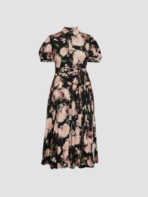 Erdem FLORAL PRINT SHORT SLEEVE MIDI DRESS