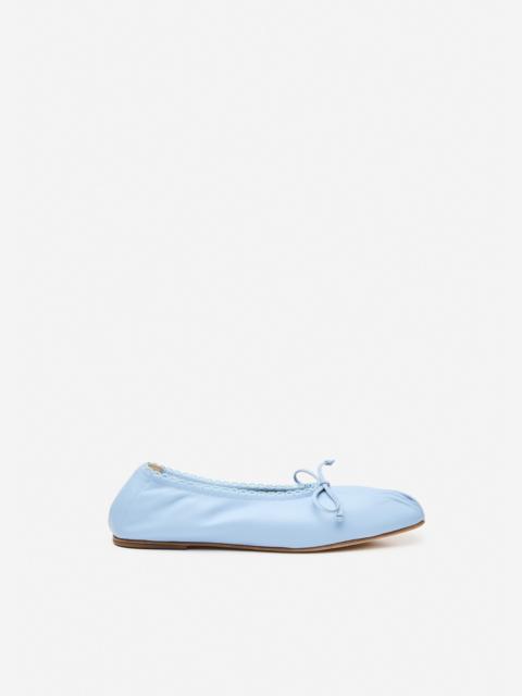 MAGDA BUTRYM Gathered ballet flats in blue leather