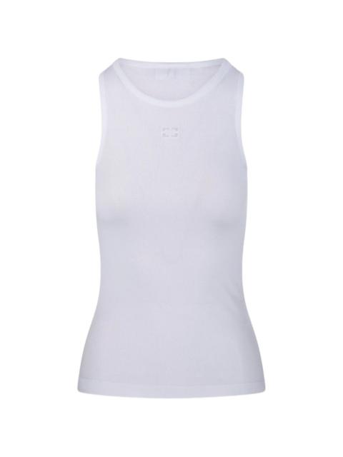 GANNI logo-embroidered ribbed tank top