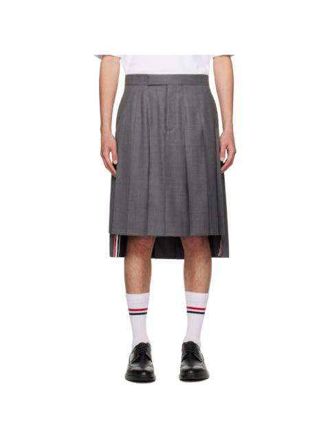 Thom Browne Gray Pleated Midi Skirt