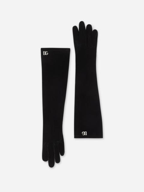 Dolce & Gabbana Velvet gloves with DG logo