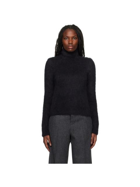 AMI Paris Black Alpaca Mohair Brushed Turtleneck