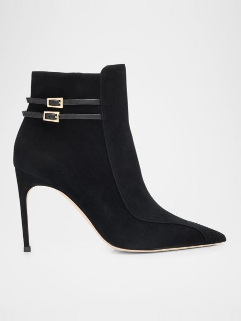 MALONE SOULIERS Giordana Suede Buckle Booties
