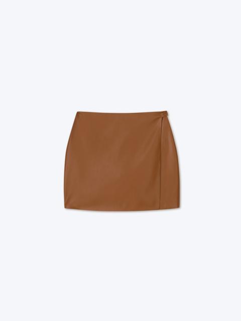 SVANA - OKOBOR™ alt-leather wrap mini skirt - Tobacco